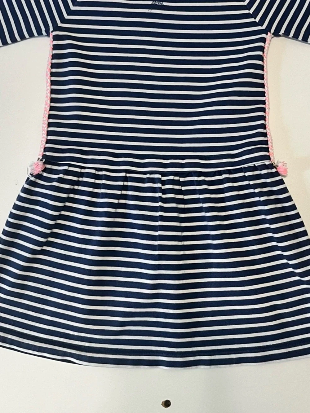 Carter's Navy & White Striped Dress with Pink Trim